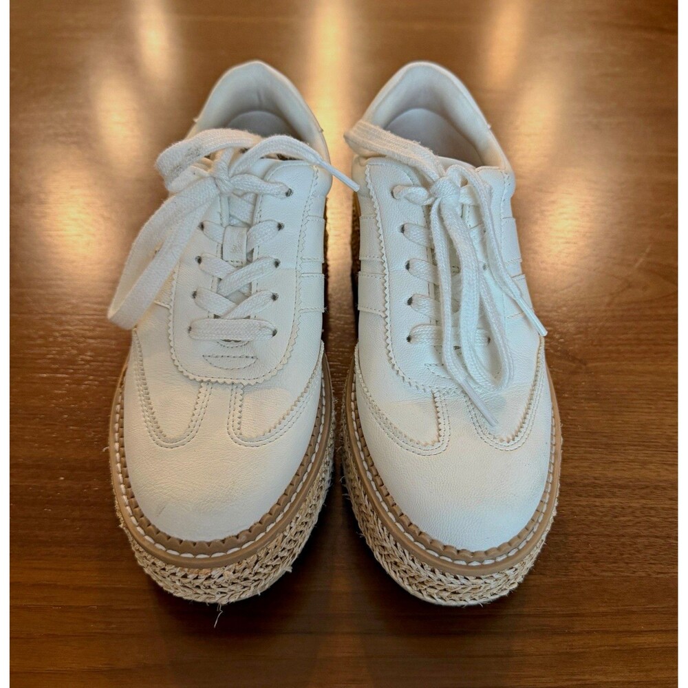 Dolce Vita Barkley Women’s Low Top Lace-Up Platform Sneakers Solid White Beige